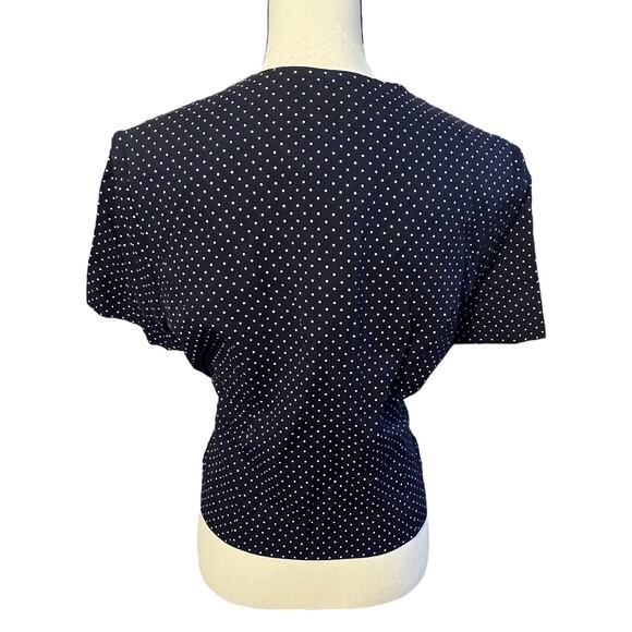 Vintage JESSICA HOWARD Black and White Polka Dots Blouse Top, Sz 12 Petite - Picture 5 of 6